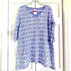Fresh Produce Island Batik Santa Barbara Flowy Top Periwinkle Blue
